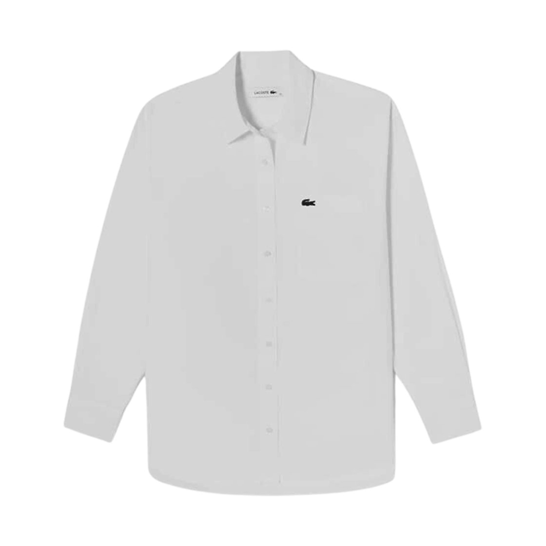 (W) 라코스테 오버핏 포플린 셔츠 화이트((W) Lacoste Oversized Poplin Shirt White) - 1