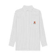 (W) Kenzo Boke Flower Crest Oversized Striped Shirt Midnight Blue