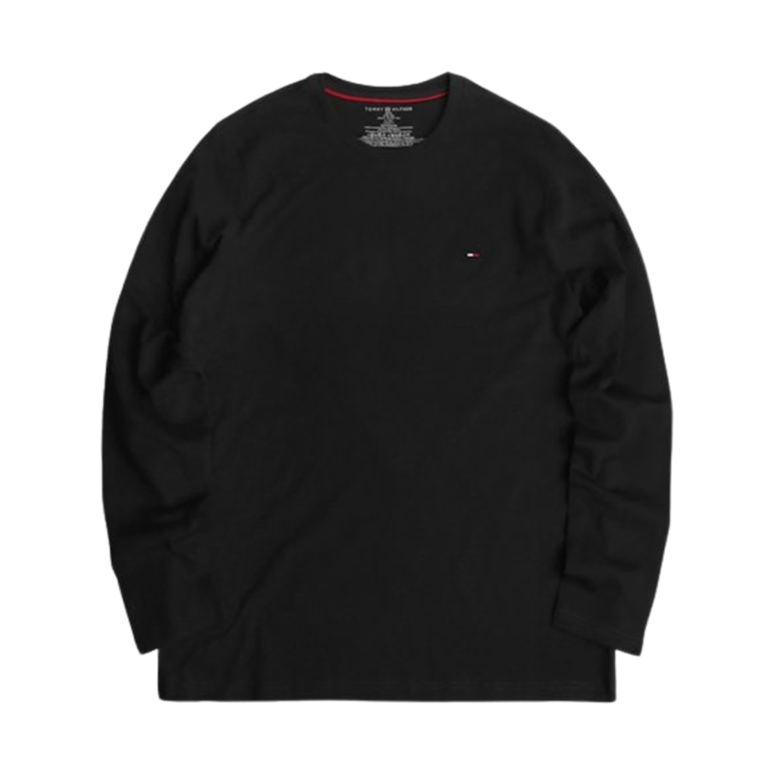 09T3118001 Tommy Hilfiger Thick Long Sleeve Relaxed Fit Flag Crew Neck T-Shirt Black