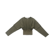 WET TAG Double Sleeve Banding Top Khaki