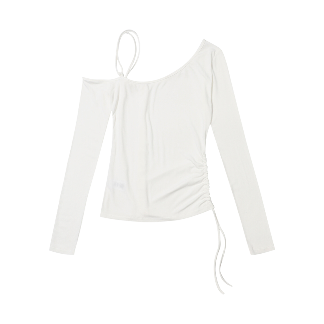 (W) 보헤미안 서울 원 숄더 스트링 티셔츠 아이보리((W) Bohemian Seoul One Shoulder String T-Shirt Ivory) - 2