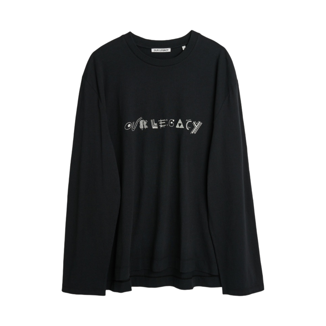 M4226CLB Our Legacy Box Long Sleeve T-Shirt Black Abstract Embroidery