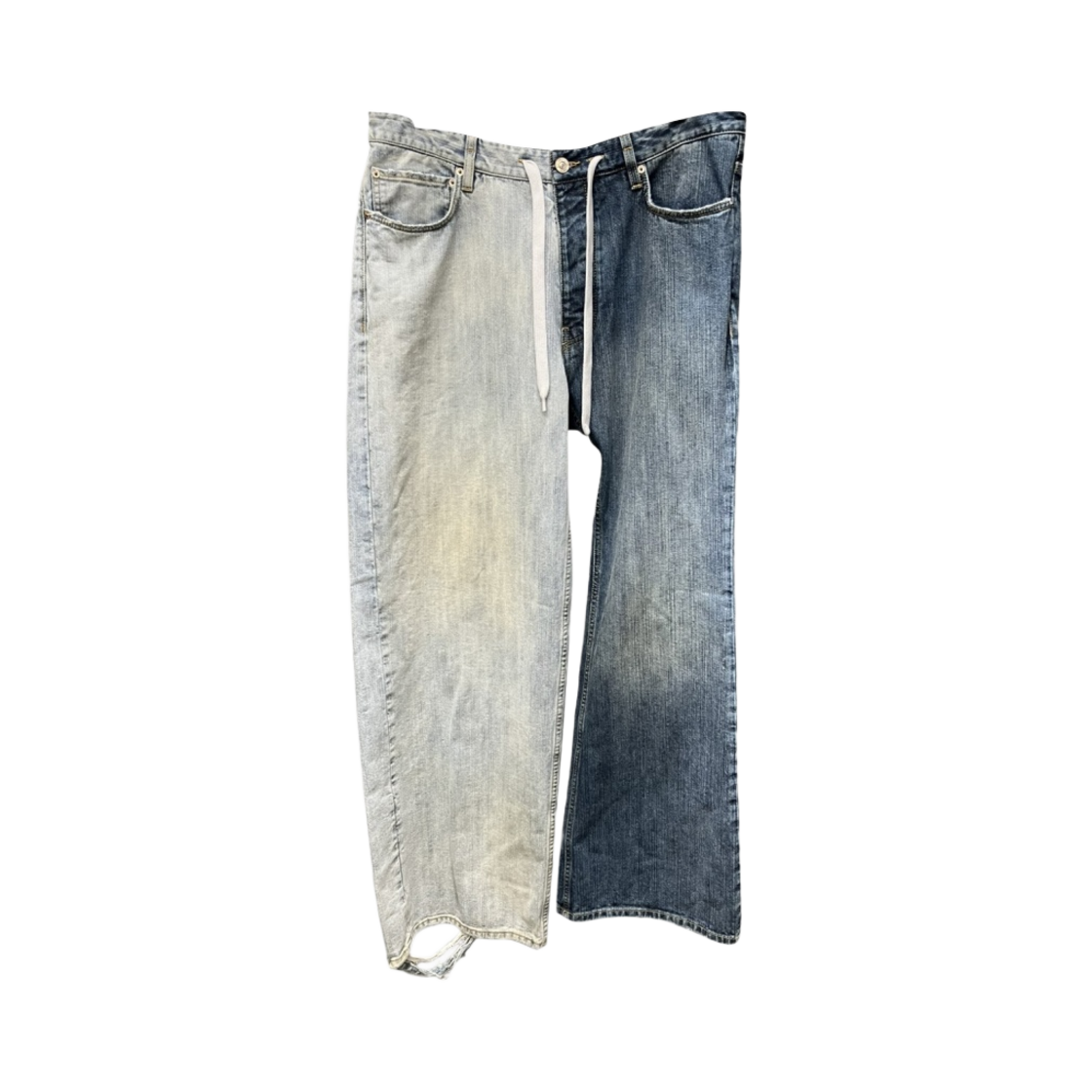 793766TNW653205 Balenciaga Half Denim Pants Light Blue Dark Blue