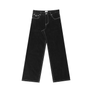 BORN TO WIN Velvet Straight Denim Pants Black