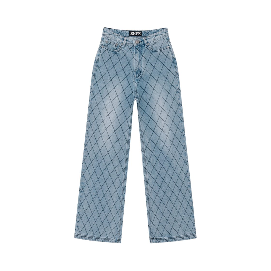 UJ003BLN (W) SMFK Wildworld Fence Loose Denim Jeans Blue