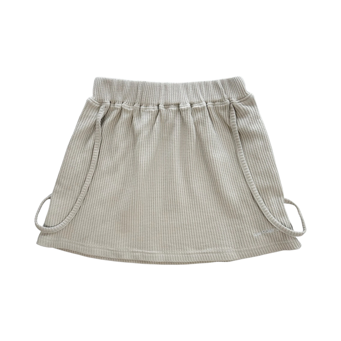 - (W) Jichoi Waffle Strap Skirt Beige