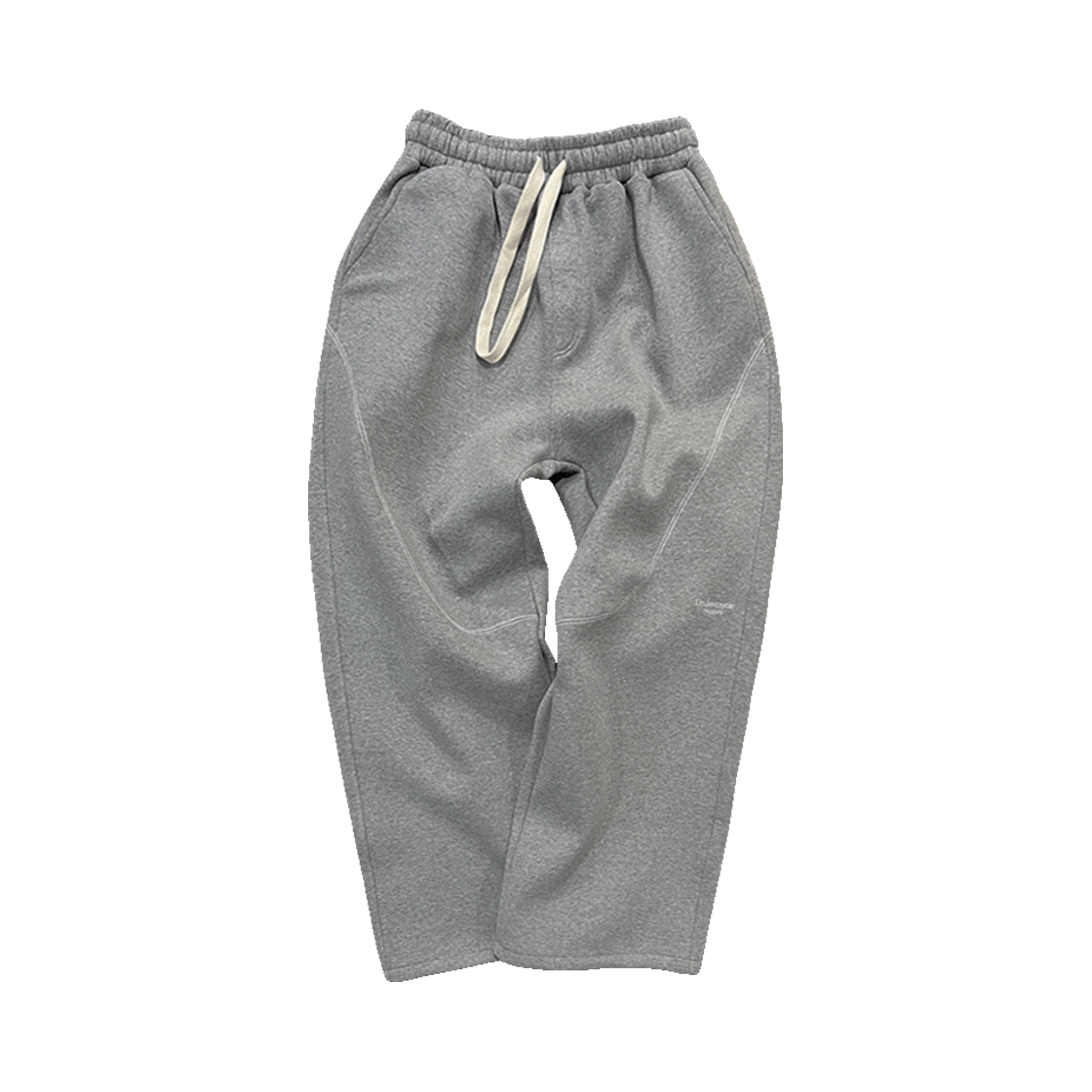 UMCCM112MG Undermycar Mu.112 Original Logo Curve Line Stitch Bonded Sweat Pants Melange Gray