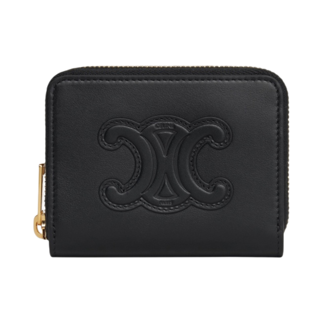 셀린느 스무스 카프스킨 레더 트리옹프 컴팩트 지퍼 지갑 블랙(Celine Compact Zipped Wallet Cuir Triomphe in Smooth Calfskin Black) - 1