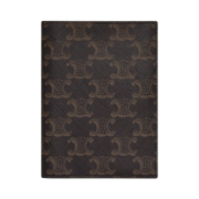 Celine Passport Cover in Triomphe Canvas Black Tan