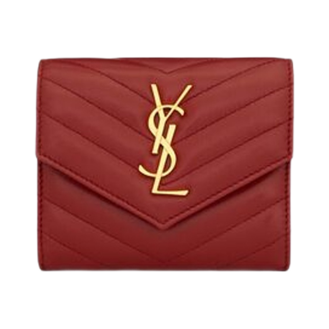 생로랑 카산드라 마틀라세 컴팩트 트라이 폴드 월렛 퀼티드 레더 루즈 오피움(Saint Laurent Cassandre Matelasse Compact Tri Fold Wallet in Quilted Leather Rouge Opium)