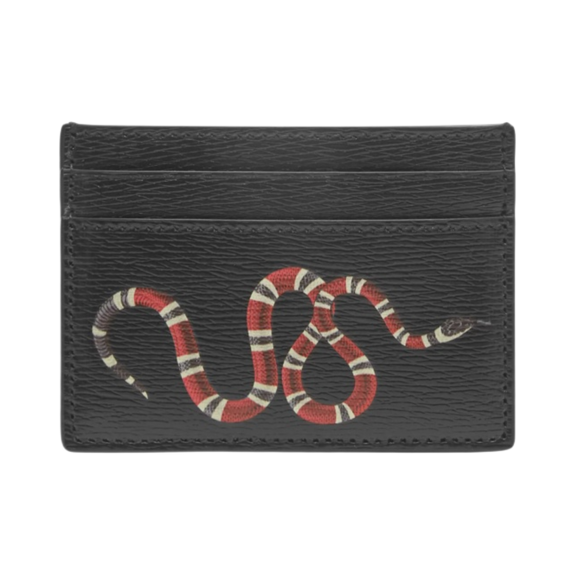 451277-DUQ1N-1058 Gucci Kingsnake Print GG Supreme Card Holder Black