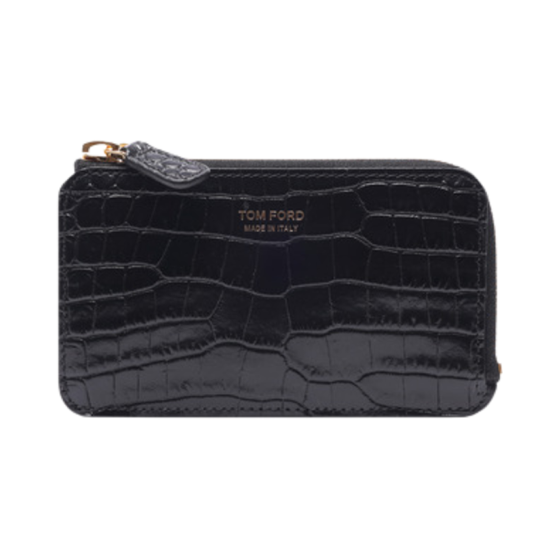 Y0238T-LCL168-U9000 Tom Ford Crocodile Embossing Zipped Card Holder Black