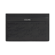 Celine Medium Card Holder in Calfskin with Triomphe Embossed Black