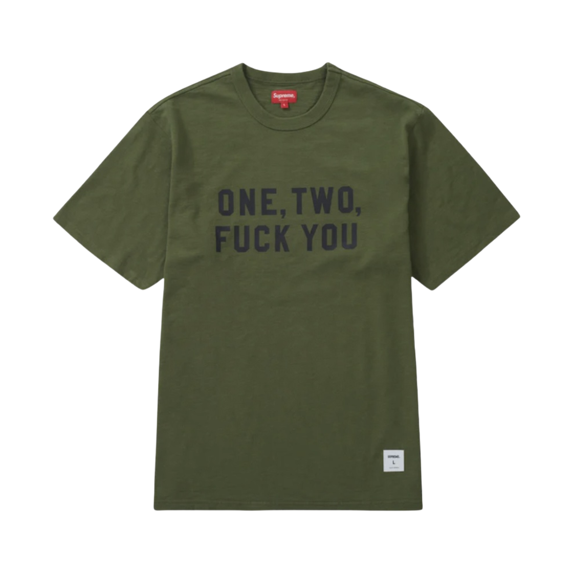 슈프림 원 투 퍽 유 숏슬리브 탑 올리브 - 23SS(Supreme One Two Fuck You S/S Top Olive - 23SS) - 1