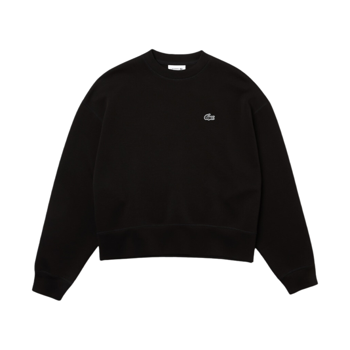(W) 라코스테 루즈 핏 스웨트셔츠 블랙((W) Lacoste  Loose Fit Sweatshirt Black) - 1
