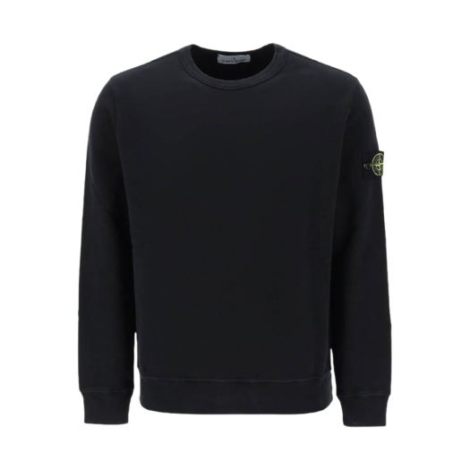 801563051-A0029 Stone Island 63051 Cotton Fleece Garment Dyed Sweatshirt Black - 24SS