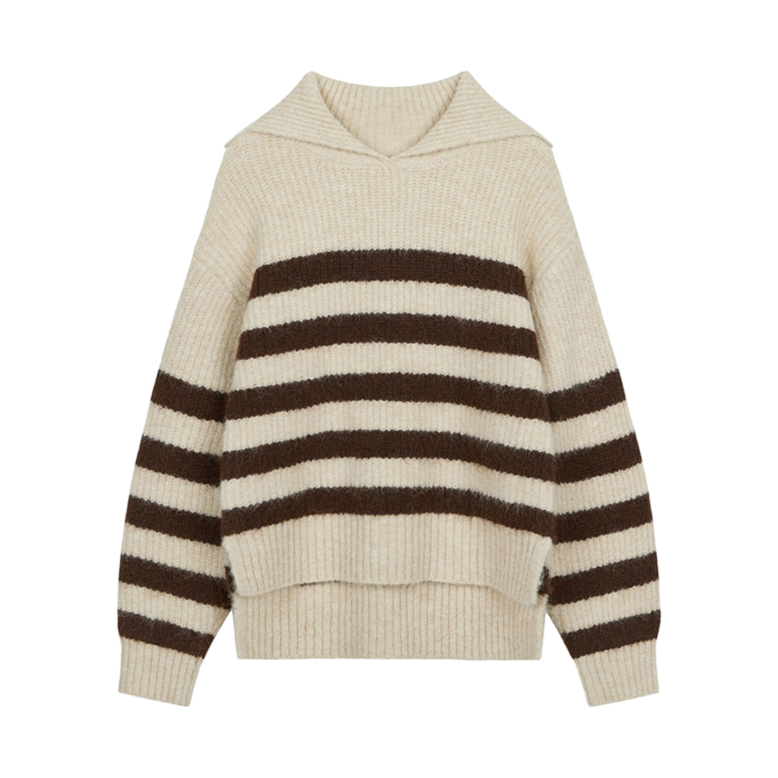 CMSWCNTW05EBRA Current Sailor Collar Hairy Knit Top Brown