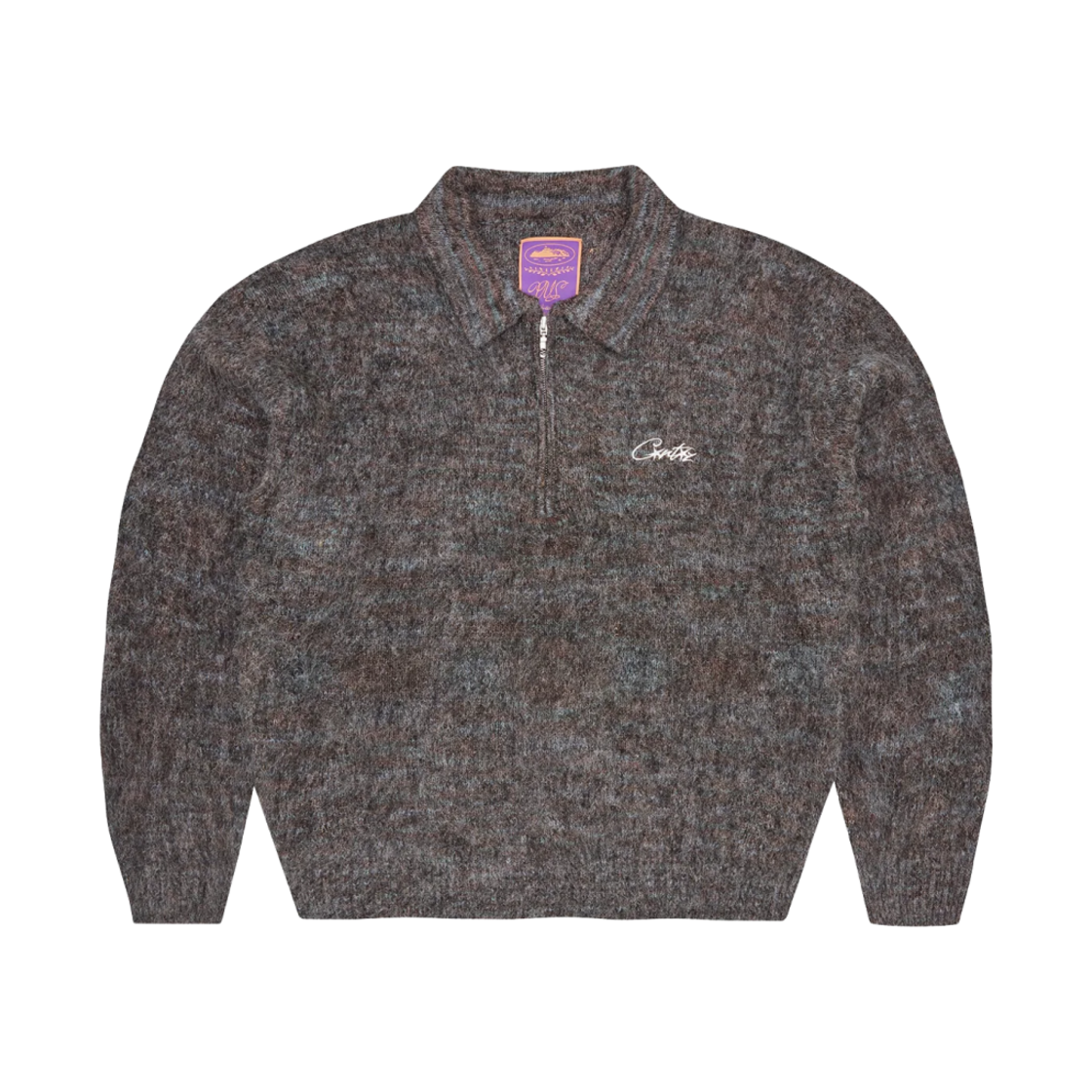 코르테이즈 믹스드 니트 하프 집업 블랙 멜란지(Corteiz Mixed Knit Half Zip Black Melange)