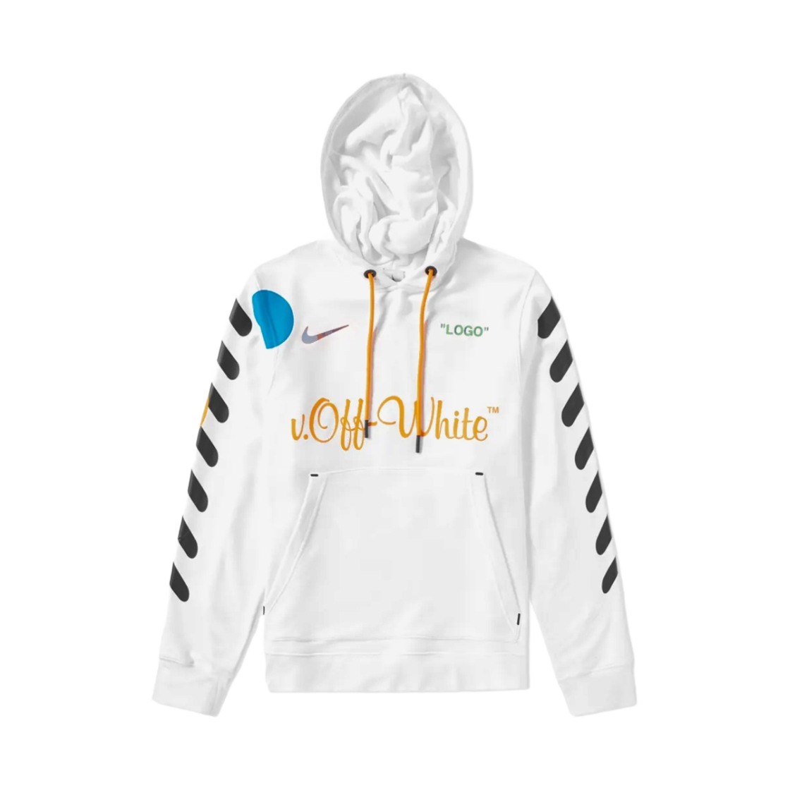나이키 x 오프화이트 풀오버 후드 화이트 토탈 오렌지