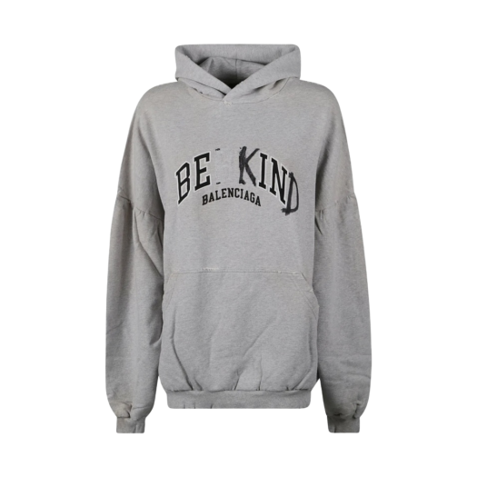 Balenciaga Be Kind Round Oversized Hoodie Grey