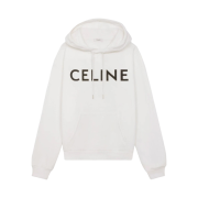 Celine Loose Hoodie in Cotton Fleece Off White Black