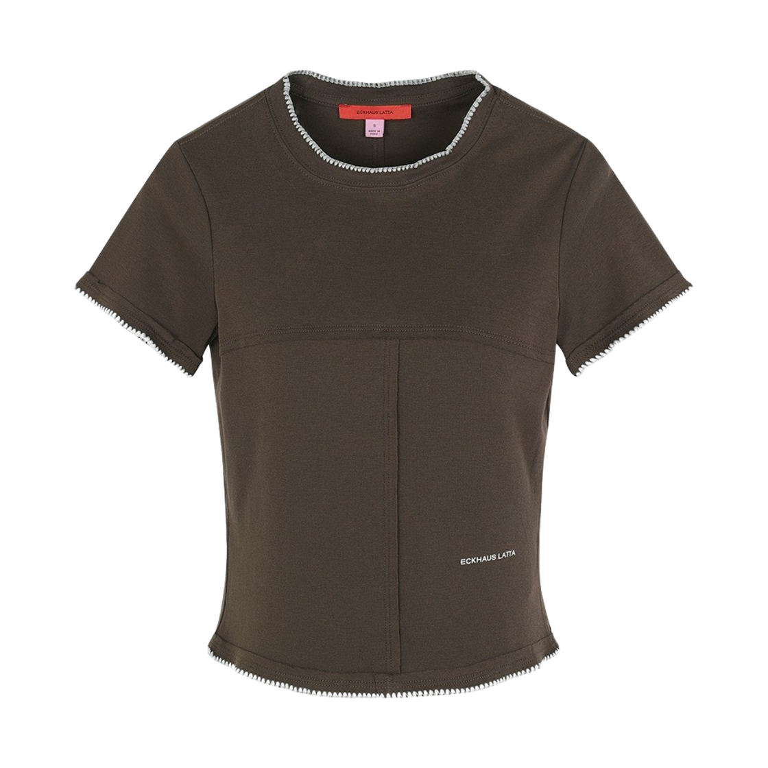 KM4ATSSEL01BR Eckhaus Latta Women Lapped Baby Tee Demitasse Edge