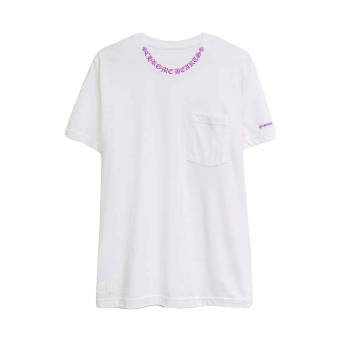 크롬하츠 넥 스크립트 로고 숏슬리브 티셔츠 화이트 퍼플(Chrome Hearts Neck Script Logo Short Sleeve T-Shirt White Purple) - 1