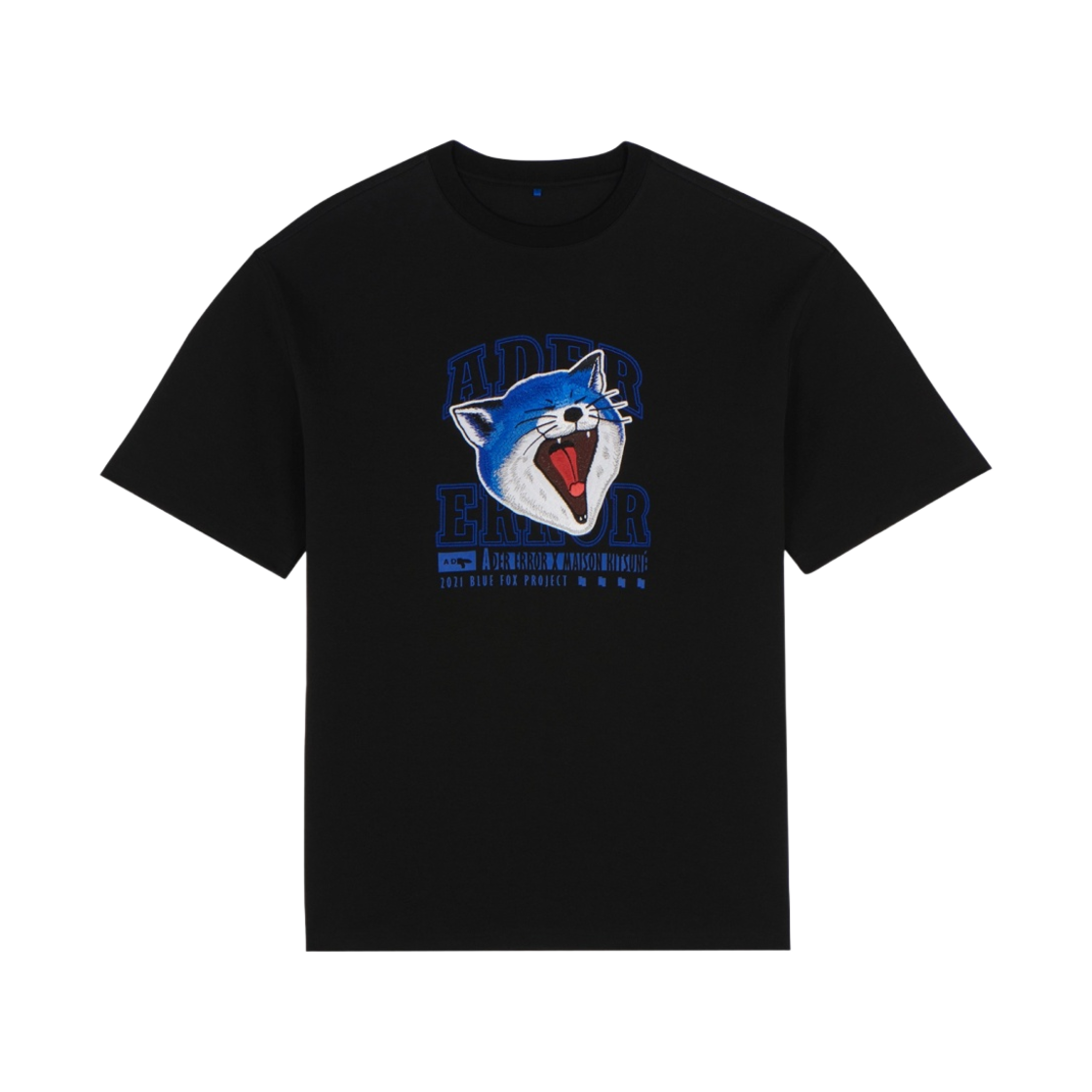 메종 키츠네 x 아더에러 얀 폭스 티셔츠 블랙(Maison Kitsune x Ader Error Yawn Fox T-Shirt Black)