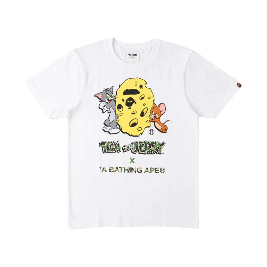 (W) 베이프 x 톰과 제리 치즈 에이프 헤드 티셔츠 화이트((W) BAPE x Tom & Jerry Cheese Ape Head T-Shirt White) - 1