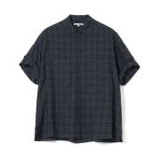 Millo Archive Wrinkle Check Roll Up Half Shirts Vintage Blue