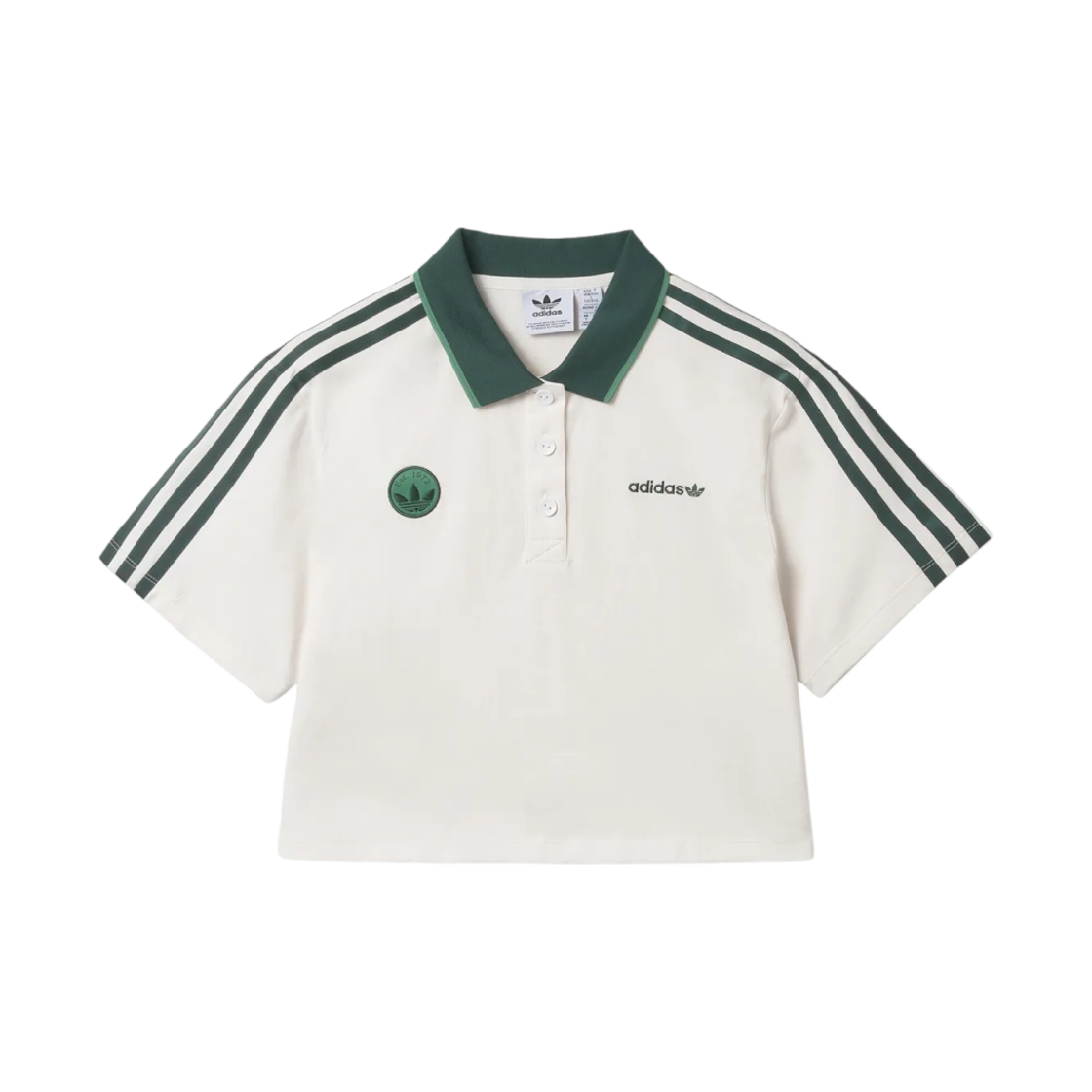 (W) 아디다스 루즈 크롭 폴로 셔츠 클라우드 화이트 - US 사이즈((W) Adidas Loose Crop Polo Shirt Cloud White - US Sizing) - 1