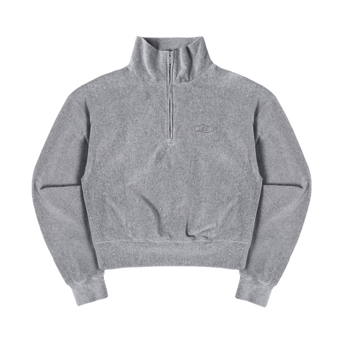 본투윈 B 크롬 크롭 벨루어 하프 집업 멜란지 그레이