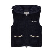 (W) Matin Kim Pocket Hoody Zip Up Knit Vest Navy