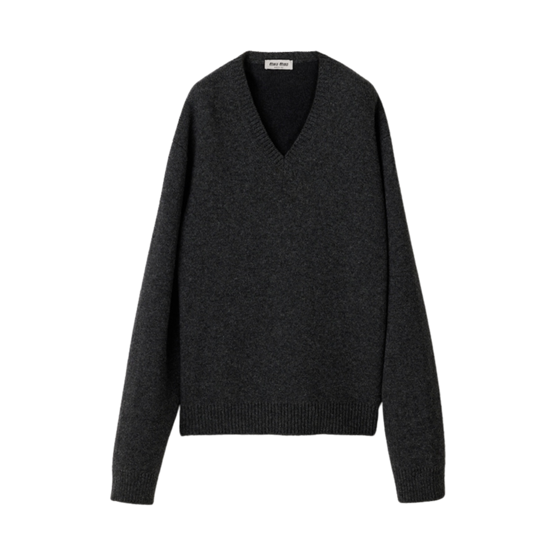 (W) 미우 미우 셰틀랜드 브이넥 점퍼 슬레이트 그레이((W) Miu Miu Shetland V-Neck Jumper Slate Gray) - 1