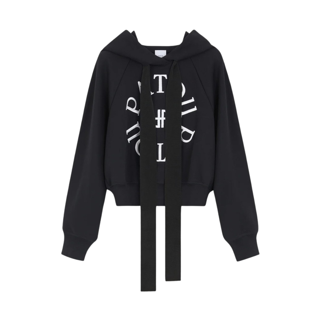 (W) 파투 오가닉 코튼 메달리온 후드 블랙 화이트((W) Patou Medallion Hoodie in Organic Cotton Black White)
