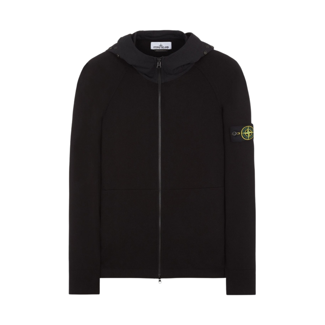 스톤 아일랜드 547B2 소프트 코튼 후드 니트 가디건 블랙 - 23SS