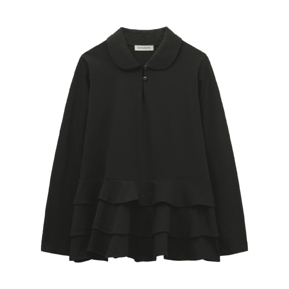 PV25STS004BKF Peeves Peeves Ruffled Long Sleeve Top Black