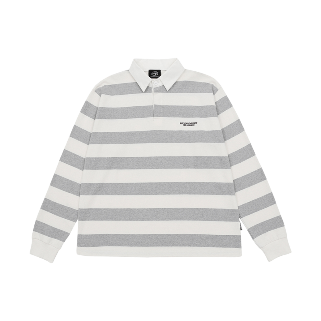 비피투디스오더 98 스트라이프 럭비 롱 슬리브 셔츠 그레이