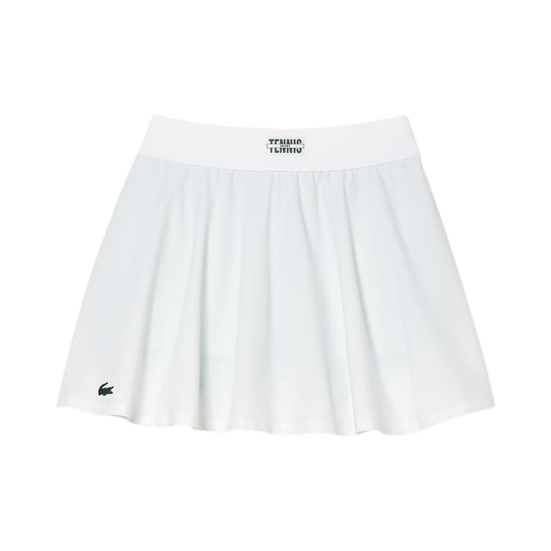 (W) 라코스테 테니스 백 플리츠 스커트 화이트 그린((W) Lacoste Tennis Back Pleats Skirt White Green) - 1