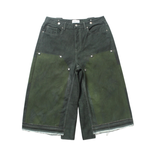 24-B003 Green Resurrection13 Double Knee Skater Shorts Green