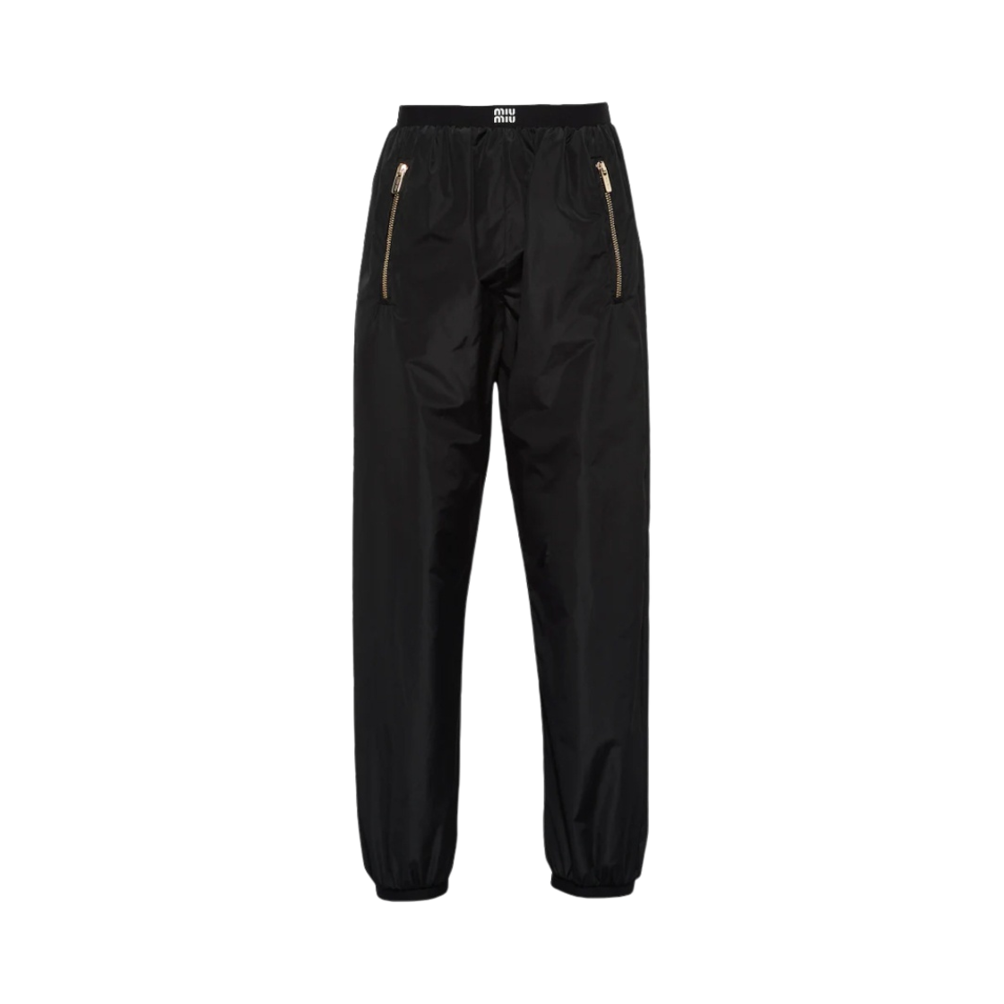 (W) 미우 미우 테크니컬 실크 조거 블랙((W) Miu Miu Technical Silk Joggers Black) - 1