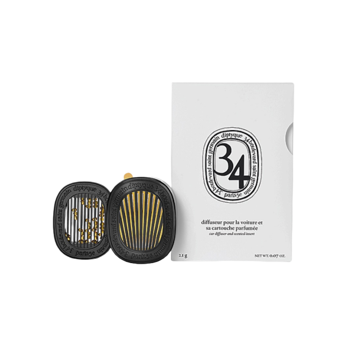 딥티크 차량용 디퓨저 케이스 & 리필 캡슐 세트 34번가 생제르망(Diptyque Car Diffuser Case & Refill Capsule Set 34 Boulevard Saint Germain)