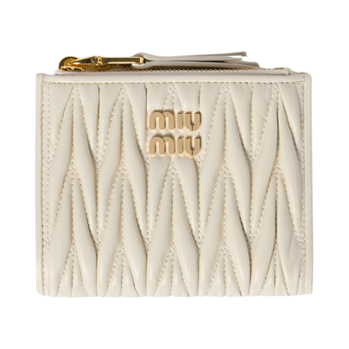 5ML024-2FPP-F0009 Miu Miu Small Matelasse Nappa Leather Wallet White