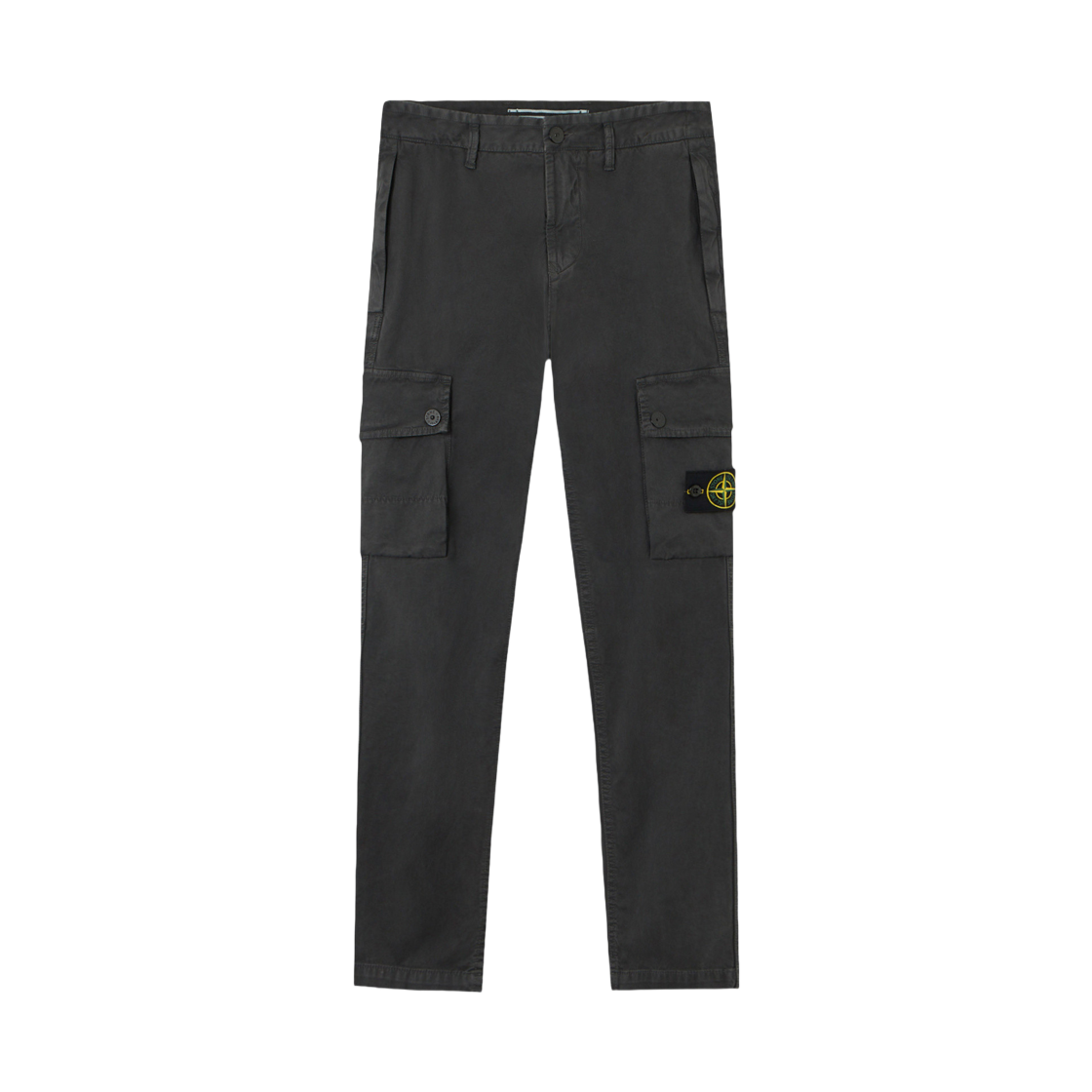 K2S1531000-34S00L1-V0162 Stone Island 3100034 Stretch Organic Broken Twill Cotton Old Effect Slim Fit Cargo Trousers with Zip Pockets Lead Grey - 25FW