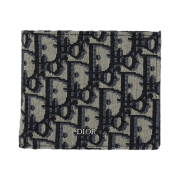 Dior Compact Coin Wallet Beige & Black Dior Oblique Jacquard