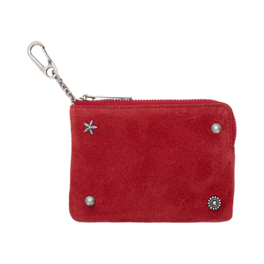 DD000107_RDS Margesherwood Stud Zipper Wallet Red Suede