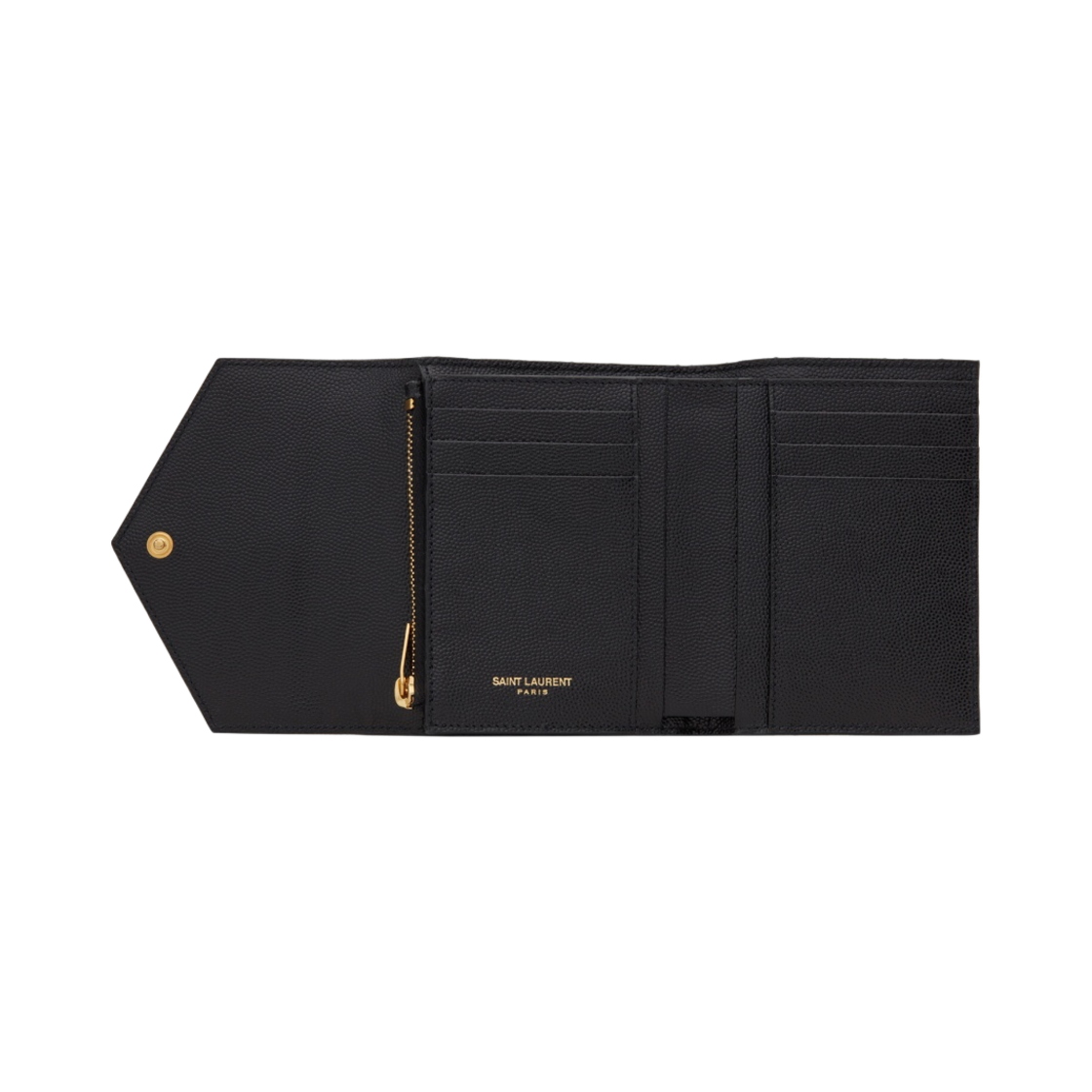 생로랑 그랑 드 뿌드르 엠보스드 레더 믹스 마틀라세 엔벨로프 컴팩트 지갑 블랙(Saint Laurent Envelope Compact Wallet in Mix Matelasse Grain de Poudre Embossed Leather Black) - 2