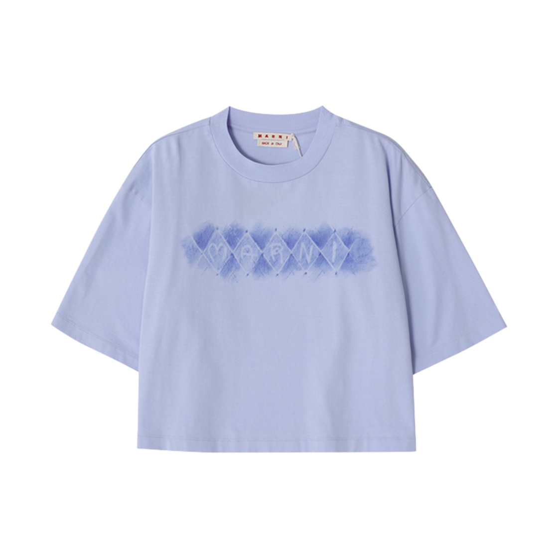 THJE0333P1-USCY11-MAB20 (W) Marni Logo Cropped T-Shirt Light Blue