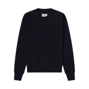 Maison Margiela Elbow Patch Crewneck Wool Sweater Dark Blue
