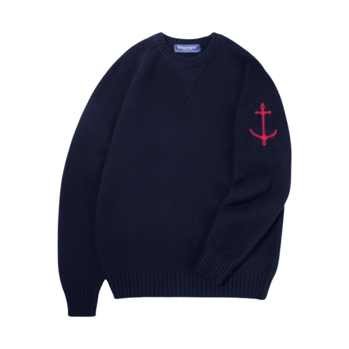 - Guernsey Woollens Raglan Cotton Net Sweater Navy